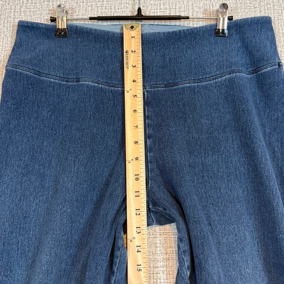 Women with Control Indigo Blue Pull On Crop Jeans High Rise QVC L Tummy Control - Picture 5 of 7